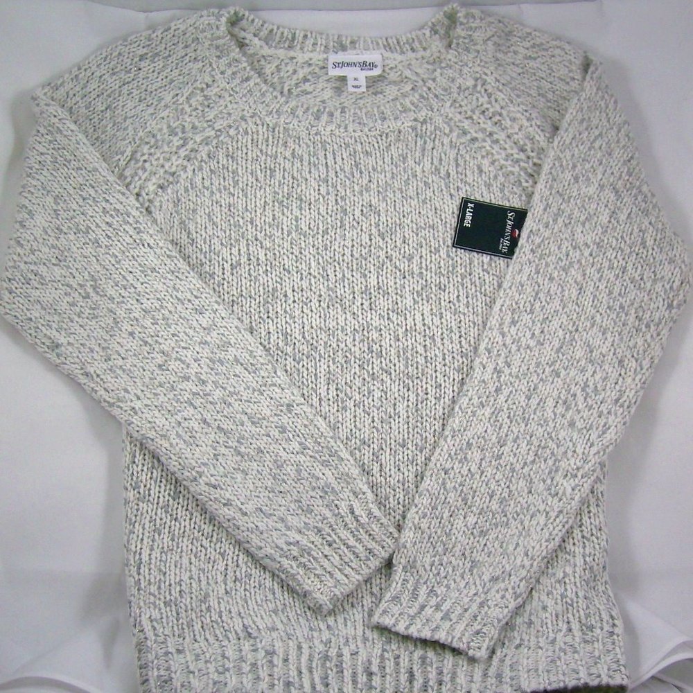 St. John's Bay Ivory w/Heather Grey Sweater - Picture 3 of 6